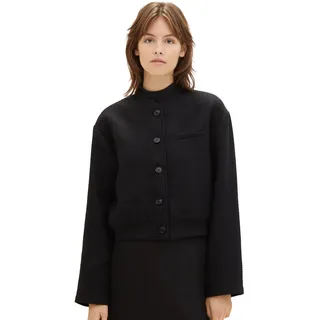 TOM TAILOR Denim Damen Boucle Blazer Jacke mit Brusttasche , deep black, XL - XL