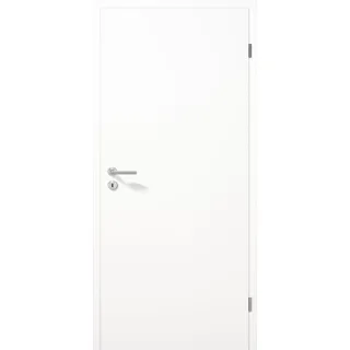 Hochwertige Zimmertür - Komplettpaket (Zarge + Griff) - Innentür - Walzlackoberfläche - Weiß RAL 9010 - Röhrenspan - Höhe 1985 mm (Weiß I Breite 860 mm I DIN Links, Wandstärke 140 mm (138-157 mm))