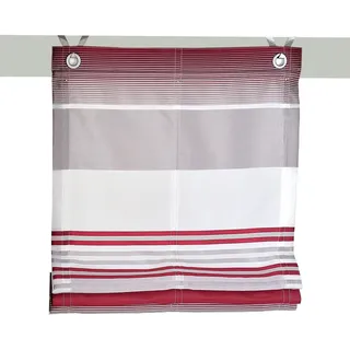 Kutti Raffrollo Jamaica, mit Hakenaufhängung, ohne Bohren, freihängend, halbtransparent, Polyester, gewebt, Streifen, mit Edelstahlhaken grau 60 cm x 130 cm