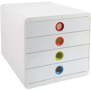 Exacompta Schubladenbox Pop-Box 27,8 x 34,7 x 26,7 cm 4-tlg. weiß