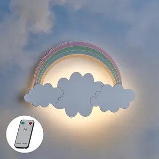 Lights4fun LED Kinderlampe fur die Wand mit Fernbedienung und Timer Wolke Regenbogen Kinderzimmer Deko Nachtlicht Kinderzimmer Wandleuchte Babyzimm...