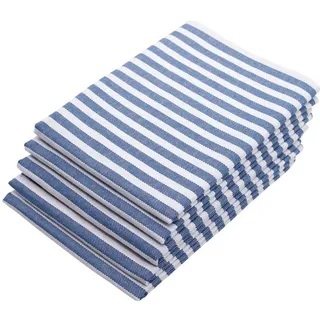 ZOLLNER Geschirrtuch Malmö 50 x 70 cm, 100% Baumwolle, weiß-blau, gestreift- 5 Stück