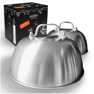 dreiberg DREIBERG® Burgerglocke 2er Set – Edelstahl Schmelzglocke für Cheeseburger. Schmelz- und Abdeckhaube für Grill, Teppanyaki UVM