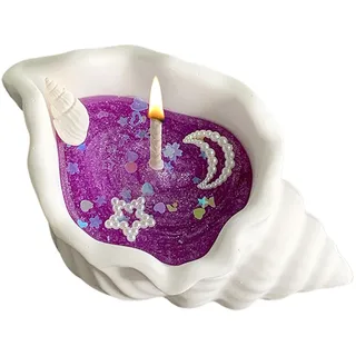Sojawachskerzen Muschel, Duftkerzen - Anti-Stress Kerzen für Aromatherapie - Conch Candle Dekorative Kerze Natürliche Handgemachte Duftkerze 4-6 Stunden Brenndauer, mit Duft
