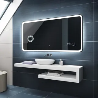 Badspiegel mit Beleuchtung - Led Spiegel Bad - 70x60 - Badezimmerspiegel Nach Maß - auf Individuelle Bestellung Gefertigt - Modernes Design - Ohne Rahmen