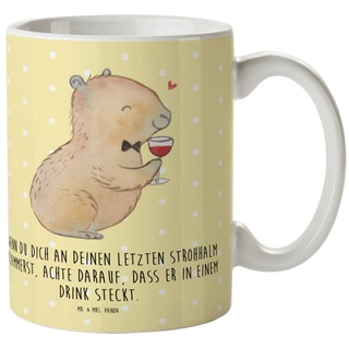 Mr. & Mrs. Panda Kinderbecher Capybara Wein - Gelb Pastell - Geschenk, lustige Sprüche, Plastik Tas, Kunststoff, Kindergeschichten Motive gelb