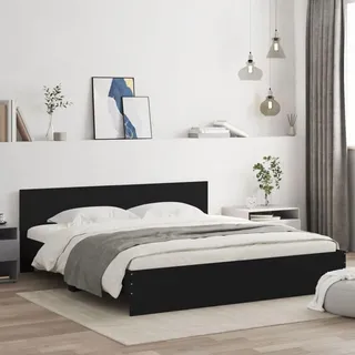 Faroom Holzbett Futonbett Bett 200x200 cm mit Lattenrost & Kopfteil, Bettrahmen Holzwerkstoff Einzelbett Doppelbett Bettgestell Schwarz