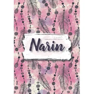 Narin: Notizbuch A5 | Personalisierter vorname Narin | Geburtstagsgeschenk für Frau, Mutter, Schwester, Tochter ... | Design: Boho federn | 120 Seiten liniert, Kleinformat A5 (14,8 x 21 cm)
