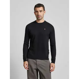 Strickpullover mit Label-Stitching Modell 'DROZ', Black, S
