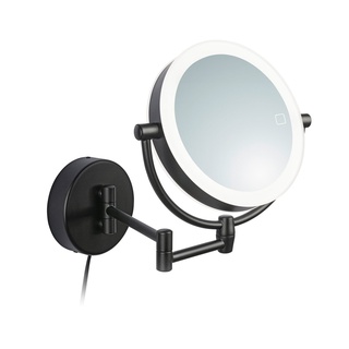 Libaro Kosmetikspiegel Modena, LED Kosmetikspiegel 2-seitig schwarz 360° Dimmer 5x / 10x Vergrößerung schwarz