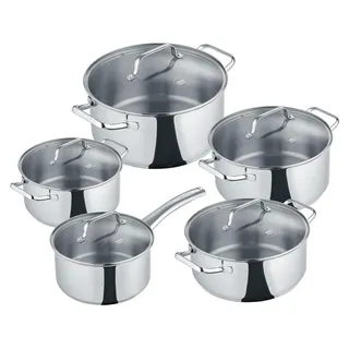Berndes b.urban Edelstahl Topfset 5-teilig mit Glasdeckeln, Kochtöpfe 16/20/24, Bratentopf, Stieltopf