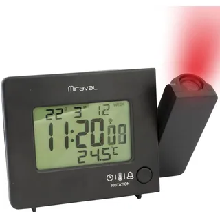 Miraval Funk-Projektionswecker Funkuhr USB-Anschluss mit Projektion Temperatur & Datumsanzeige DCF automatische Zeitanpassung Kalenderwoche Funkwecker (Schwarz)