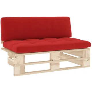 vidaXL Outdoor-Mittelsofa Paletten Holz rot