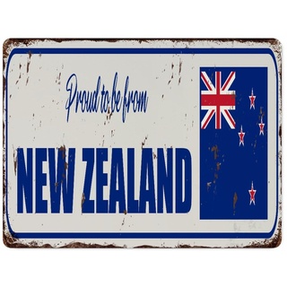 Yelolyio Proud to be from New Zealand Vintage Metallschild Poster Neuseeland Flagge Metall Blechschild Land Souvenir Geschenk Wandschild für Wohnzimmer Küche Veranda 30,5 x 40,6 cm Einweihungsgeschenk
