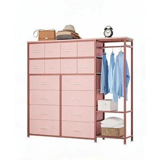 GarveeHome Kommode Mit 16 Schubladen Für Das Schlafzimmer – Kleiderständer & 2 Ablageböden – Großer Aufbewahrungskasten Aus Stoff Für Damen, Mädchen, Kleiderschrank, Wohnzimmer