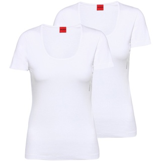 HUGO Damen T-Shirt, 2er Pack - T-Shirt RN, Unterziehshirt, Rundhals, Baumwolle, einfarbig Weiß M