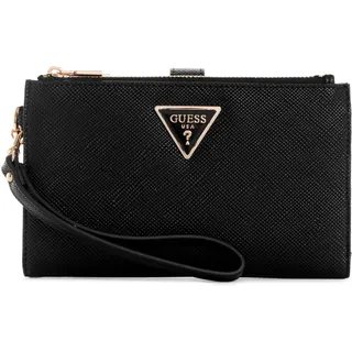 GUESS Laurel Damen Geldbörse mit doppeltem Reißverschluss, Schwarz, Einheitsgröße