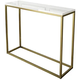 Lookway Konsolentisch MODERN HOCHGLANZ mit goldfarbenem, mattem Gestell (1x Konsole), Breite: 80/100 cm weiß 100 cm