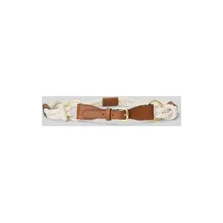 Schmaler Gürtel aus Kordel mit Lederbesatz, Offwhite, S
