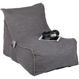 Relaxdays Sitzsack mit Lehne, XXL Bodenkissen Erwachsene, weich, Indoor, Schaumstoff Füllung, Riesensitzsack, grau, 1 Stück