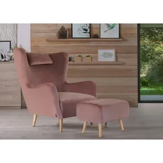 Sessel HOME AFFAIRE "Telford auch in Fellimitat, Sessel B/T/H: 77/92/106 cm", rosa (altrosé), B:77cm H:106cm T:92cm, Samtoptik (100% Polyester);Luxus-Microfaser Lederoptik (100% Polyester);Struktur fein (100% Polyester);Fellimitiat (100% Polyester), Sessel, Sessel mit Hocker Ohrensessel mit Hocker Ohrensessel, wahlweise mit und ohne Hocker, in vielen Bezugsqualitäten, Ohrensessel