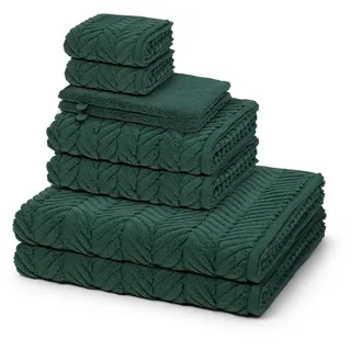Ross - 8 teiliges Frottier-Set - Sensual Skin - Zopf-Muster (2 X Wasch- 2 X Gäste- 2 X Dusch- 2 X Handtuch im Set) - 500 g/m2 - Baumwolle - Walkfrottee - saugstark - weich und flauschig - Moosgrün