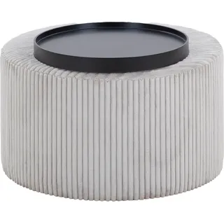 Couchtisch SALESFEVER Tische Gr. B/H/T: 70 cm x 44 cm x 70 cm, grau (grau, schwarz) Couchtische rund oval Bezug in moderner Cord-Optik