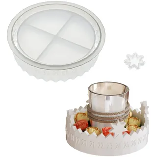 Silikonform Gießform Adventskranz Weihnachten Silikonform Adventskalender Gießform Stern Kerzenhalter Adventskalender Form Weihnachten Epoxidharz Form für Kerzen Teelichthalter Seife Gips DIY Handwerk