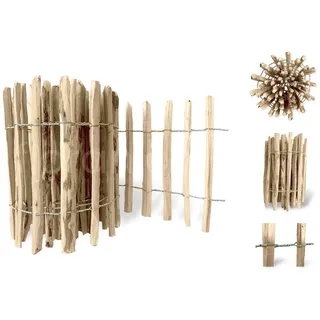 Staketenzaun Haselnuss Gartenzaun 1 lfm, Höhe 80 cm, Lattenabstand 4-6 cm Rollzaun Hundezaun