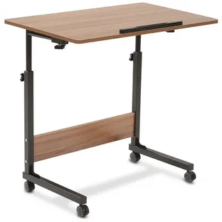 eloneo Büro- und Beistelltisch, höhenverstellbar 65,5-90 cm, mit Rollen, Holz-Optik