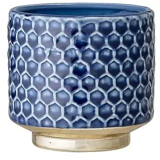 Nordring Retro Übertopf Vintage Pflanztopf für Zimmerplanzen Blumentopf Goldy S (10 cm ø), blau, Keramik