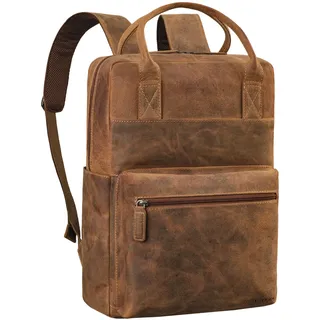 STILORD Topaz Moderner Lederrucksack Laptop 16 Zoll für Damen & Herren Businessrucksack Echtleder Arbeitsrucksack Groß für Arbeit Office Reisen - Vintage Design Farbe:Bergamo - braun