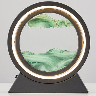Sandbild Zum Drehen mit LED Nachtlicht,Sandkunstbild Nachttischlampe 3D Fließende Sandkunst Bewegende Sandkunst(grün)