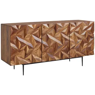 KADIMA DESIGN Sideboard `Metallux`, Sheesham-Holz, 3D-Oberfläche, Braun, Modern. | Sideboards, Sideboards