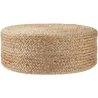 Tectake Handgefertigter Pouf Banno Elipse aus Jute rund, 58x22x58 cm, Wohnzimmer, Hocker, Poufs