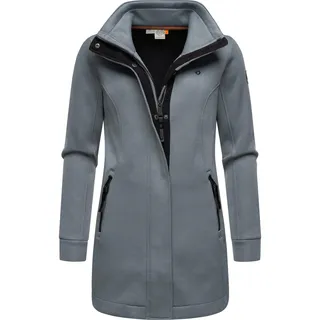 Ragwear Damen, Leichter Sweat-Übergangsmantel lang windabweisendl mit hohem Kragen Letrice Bonded Grey24 Gr. M - M