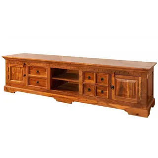 MASSIVMOEBEL24.DE Oxford TV-Lowboard 220x50x55 cm Honig Lackiert Braun Massivholz