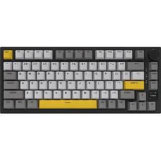 AJAZZ AK820 Pro 75%-mechanische Tri-Mode-Tastatur, QWERTY US-Layout, Gasket Mount, kabelgebunden/Bluetooth/2,4G, TFT-Display, RGB-Hintergrundbeleuchtung, Hot-Swappable, schallabsorbierender Schaumstoff, PBT-Tastenkappen, kompatibel mit Windows/Mac/PC, Flying Fish Switch – Grau