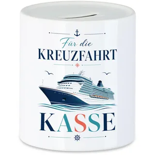 Spardose Für die Kreuzfahrt Kasse mit Schiff Motiv ideales Sparschwein als Geldgeschenk für Reise Urlaub Abenteuer Fans, maritimer Wunscherfüller