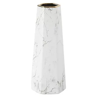 12 Zoll Marmor Keramische Blumenvase zur Dekoration - Weiß