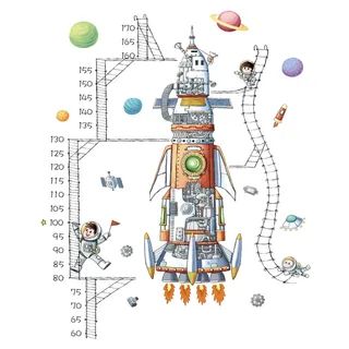 Kinder Höhe Diagramm Wandtattoo, Selbstklebend Wandsticker Messlatten Kind Raketen Astronauten Wandaufkleber, DIY Wandbild Wanddeko für Wohnzimmer Schlafzimmer Kinderzimmer