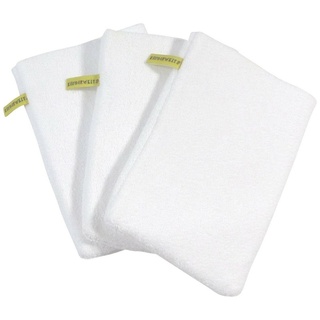 KiNDERWELT Waschhandschuh 3 x Baby Kinder Waschhandschuh weiß, Baumwolle (3-St), anschmiegsam, flauschig weiß