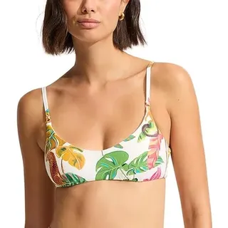 Seafolly Damen Bralette-Bikinioberteil Badeanzug mit Clip hinten Bikini, Tropica Ecru, 36 - 36