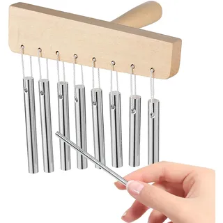 Percussion Chimes Klangspiel aus Holz, 8 Töne, Yoga-Glocken, Musikausrüstung, massives Aluminiumrohr mit Stab, für Zuhause, Yoga, Klassenzimmer, Aufmerksamkeit, Frauen, Garten