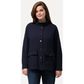 Ulla Popken Sommerjacke Jacke Leinenmix Tunnelzug Stehkragen Langarm schwarz 50/52