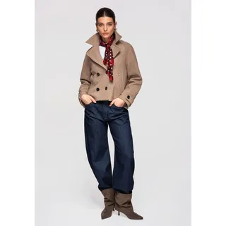 OMBRE Trenchcoat Kurzer Damenmantel im Peacoat-Stil mit leichtem Oversize-Schnitt Damen-Übergangsmantel im Peacoat-Stil braun M