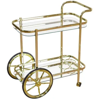 Mid.you Servierwagen, Messing, Metall, Glas, Uni, 73x74x38 cm, Flaschenfach, Esszimmer, Barmöbel, Barwagen