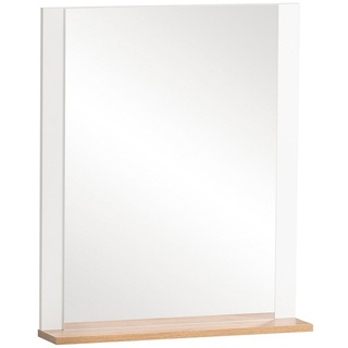 Lomadox Wandspiegel JAUSA-80, im Landhaus-Stil, matt weiß mit Eiche Nb., 59,6/71,1/12,3cm weiß