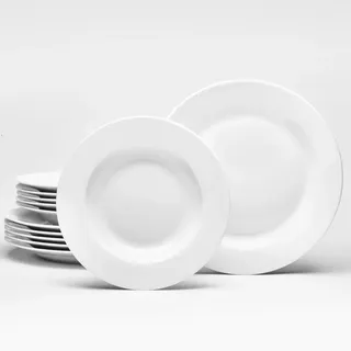 Van Well Tafelservice Berlin, Weiß, Keramik, 12-teilig, lebensmittelecht, Essen & Trinken, Geschirr, Geschirr-Sets, Tafelservice