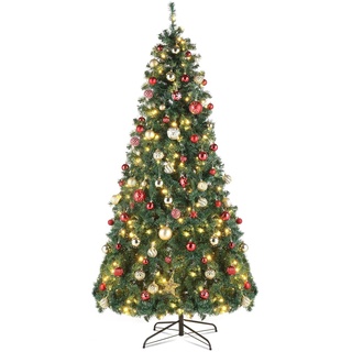 LEADZM 210cm Künstlicher Weihnachtsbaum mit Beleuchtung 80 LEDs, Tannenbaum künstlich mit Metallständer, Christbaum für Zuhause, Büro, Geschäfte und Hotels (210cm 1050 Spitzen, Grün mit 80 LEDs)